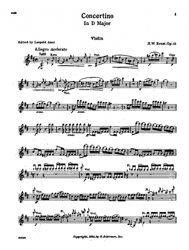 Ernst - Concertino in D, Op. 12 - Violin solo part