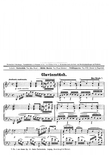 Bruch - 6 Klavierstücke - No. 1. Andante sostenuto
