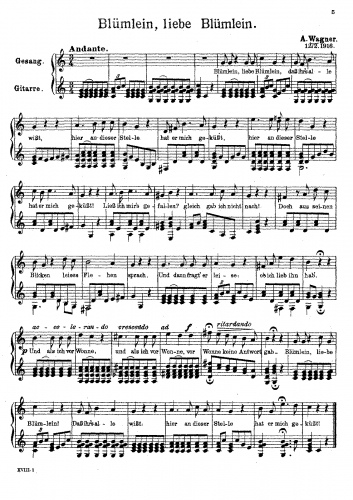 Wagner - Blümlein, liebe Blümlein - Score