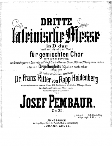 Pembaur - Lateinische Messe No. 3