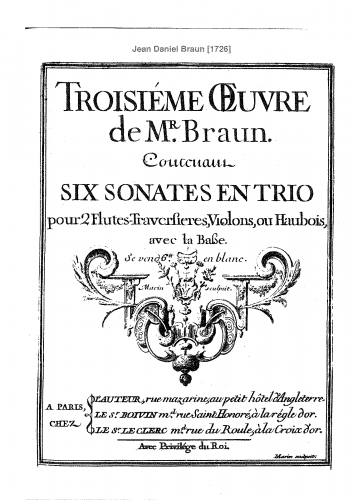 Braun - 6 Sonates en trio, Op. 3