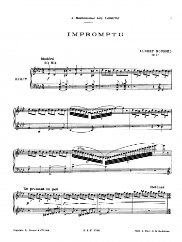 Roussel - Impromptu, Op. 21 - Score
