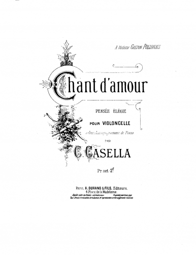 Casella - Pensée-Elégie - Piano Score and Cello Part
