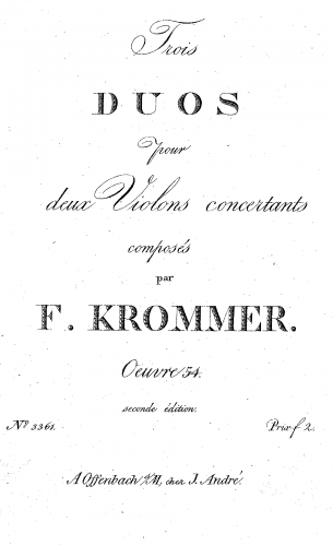 Krommer - 3 Duos concertants