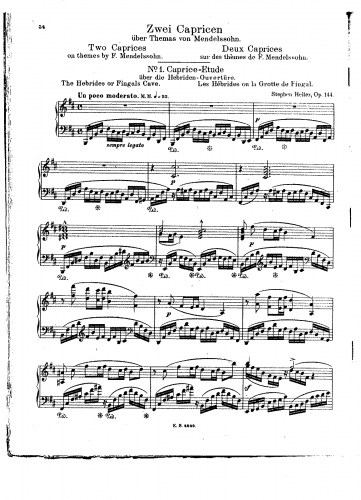 Heller - 2 Caprices on Themes by Mendelssohn, Op. 144 - No. 1 - Caprice-Etude 'The Hebrides or Fingals Cave'