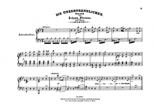 Strauss Jr. - Die Unzertrennlichen Walzer - For Piano solo - Score