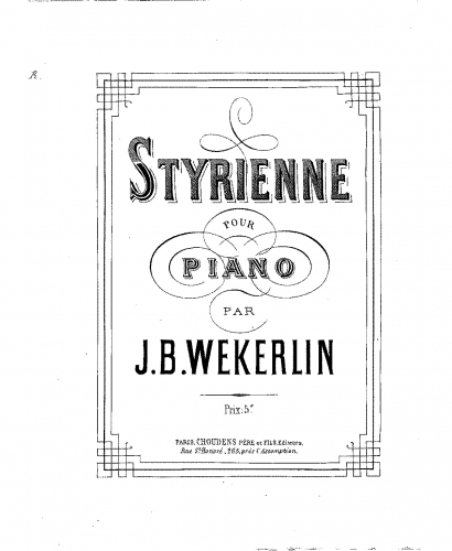 Weckerlin - Styrienne - Score