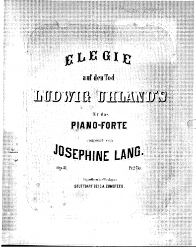 Lang - Elegie auf den Tod Ludwig Uhlands - Score
