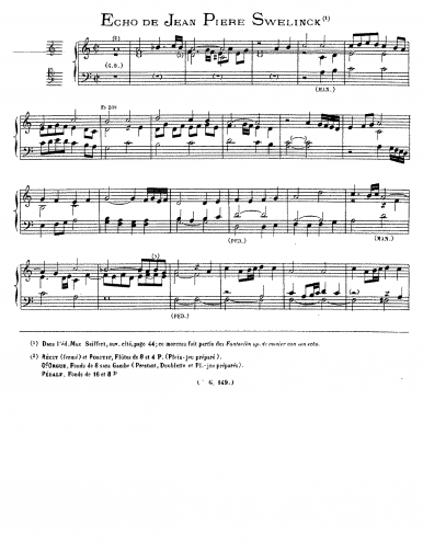 Sweelinck - Fantasia in Echo style in dorian and D minor - Score