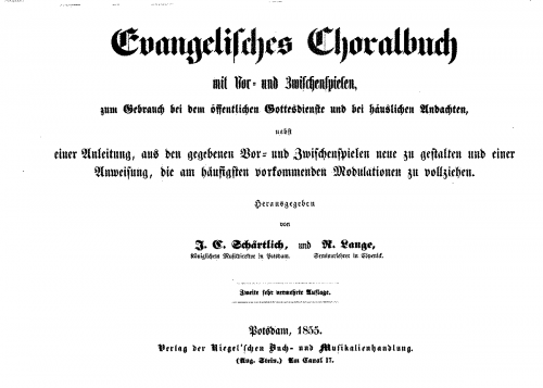 Schärtlich - Evangelisches Choralbuch - Score