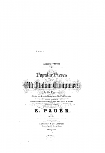 Pauer - Popular Pieces by Old Italian Composers - Score