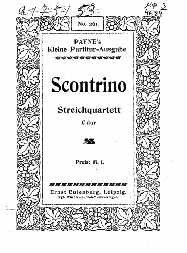Scontrino - String Quartet in C major - Score