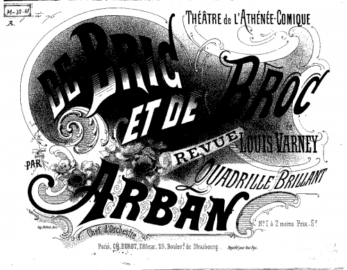 Arban - Quadrille brillant sur 'De bric et de broc' - Score
