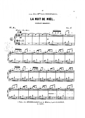 Lefébure-Wély - Troisième suite de morceaux pour harmonicorde - 4. La nuit de Noël. Sérénade espagnole