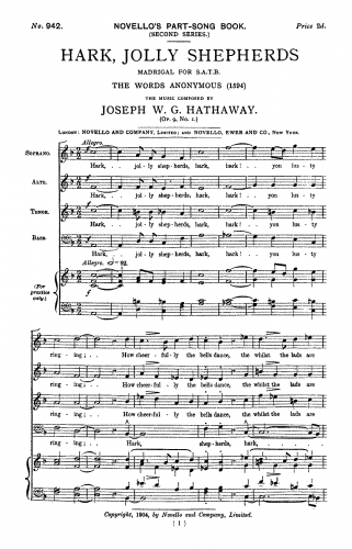 Hathaway - Madrigals, Op. 9