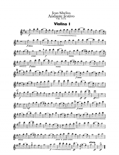 Sibelius - Andante Festivo - For Timpani (ad lib) & String Orchestra