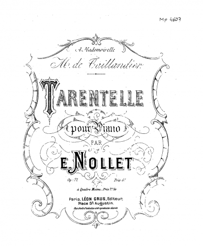 Nollet - Tarantelle - Score