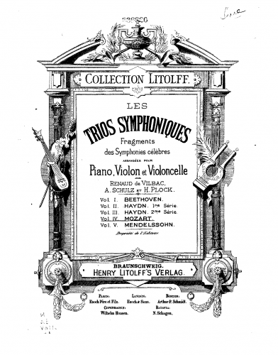 Vilbac - Les trios symphoniques - Scores and Parts Vol.4. [[:Category:Mozart, Wolfgang Amadeus|Mozart]]