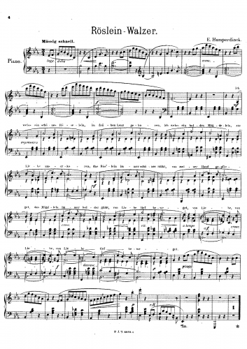 Humperdinck - Röslein-Walzer - For Piano solo - Score