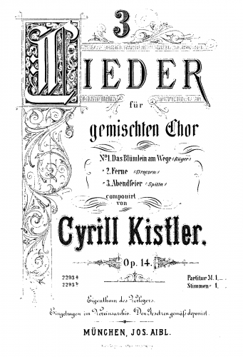 Kistler - 3 Lieder - Scores and Parts - Score
