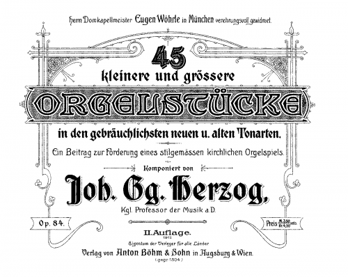 Herzog - 45 kleinere und grössere Orgelstücke - Score