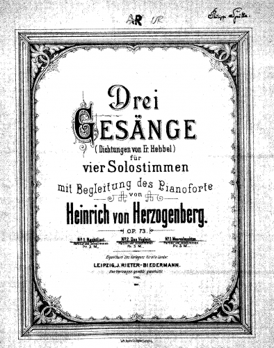 Herzogenberg - 3 Gesänge - Score
