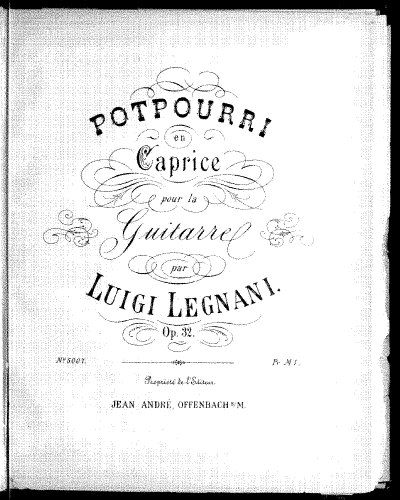 Legnani - Potpourri en caprice - Score