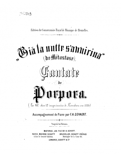 Porpora - Gia la notte s' avvicina - For Voice and Piano (Gevaert) - Score