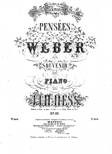 Hess - Pensées de Weber - Score