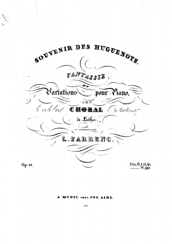 Farrenc - Souvenir des Huguenots, Op. 19 - Score