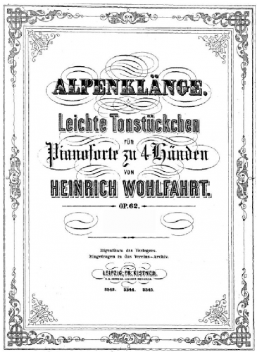 Wohlfahrt - Alpenklänge - Piano Duet Scores - Vol.1