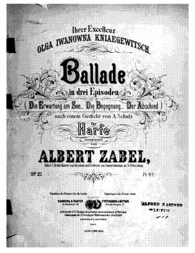 Zabel - Ballade in drei Episoden - Harp Scores - Score