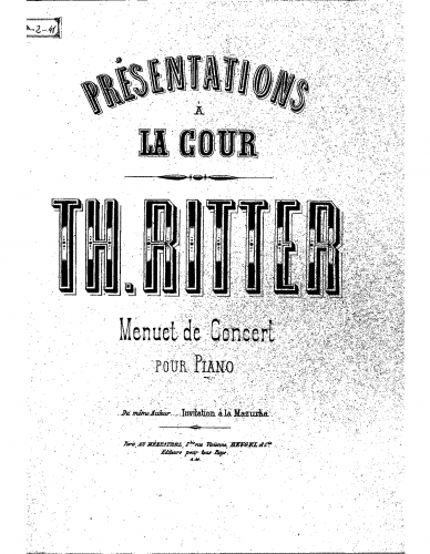 Ritter - Les présentations à la cour - Piano Score - Score