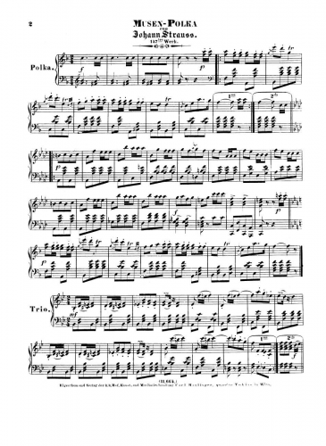 Strauss Jr. - Musen-Polka - For Piano solo - Score