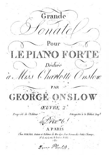 Onslow - Piano Sonata - Piano Score - Score