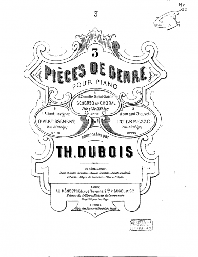 Dubois - Intermezzo - Piano Score - Score