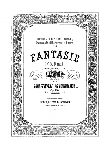 Merkel - Fantasie No. 5 - Organ Scores - Score