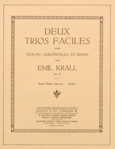 Krall - 2 Trios Faciles, Op. 16 - Scores and Parts