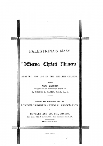 Palestrina - Missa Aeterna Christi munera - Score