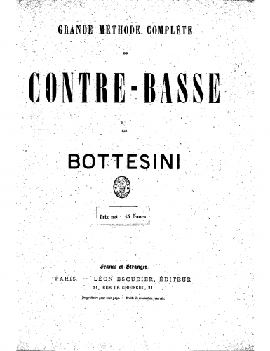 Bottesini - Grande méthode complète de contrebasse - Complete Book