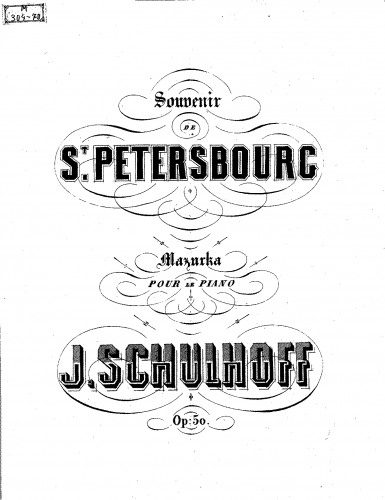 Schulhoff - Souvenir de St. Pétersbourg - Piano Score - Score