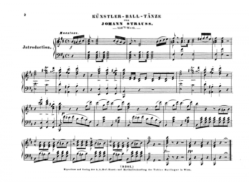 Strauss Sr. - Künstler-Ball-Tänze - For Piano solo - Score