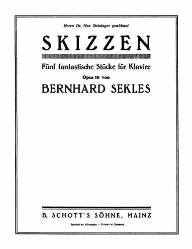 Sekles - Skizzen, Op. 10 - Score