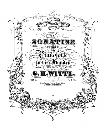Witte - Sonatine für Pianoforte zu vier Händen - Score