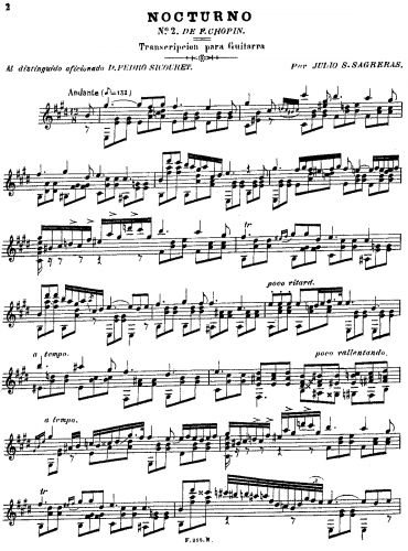 Chopin - Nocturnes - For Guitar (Sagreras) - Score
