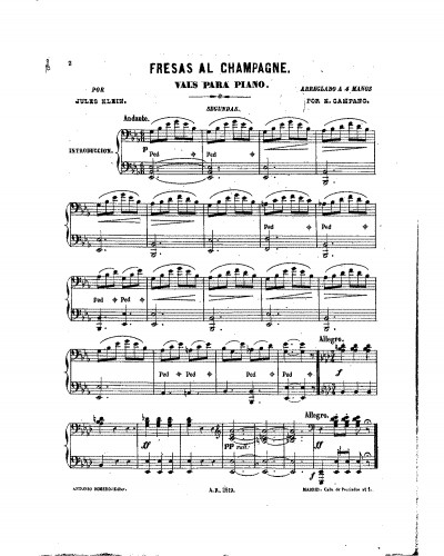 Klein - Fraises au champagne - For Piano 4 hands (Campano) - Score