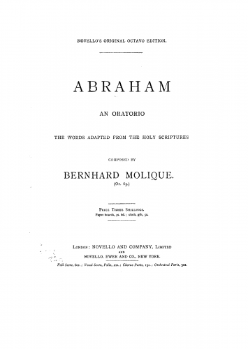 Molique - Abraham - Vocal Score - Score