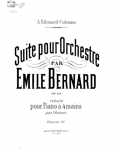 Bernard - Suite - For Piano 4 hands - Score