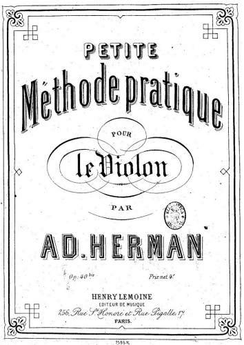 Herman - Petite Méthode Pratique pour le Violon, Op. 40 - Score
