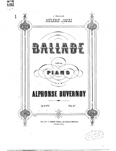 Duvernoy - Ballade - Piano Score - Score